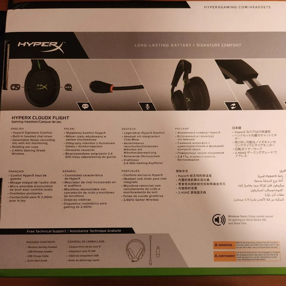 HyperX-CloudX Flight Wireless Gaming Headset for Xbox X|S and Xbox One-Black NIB